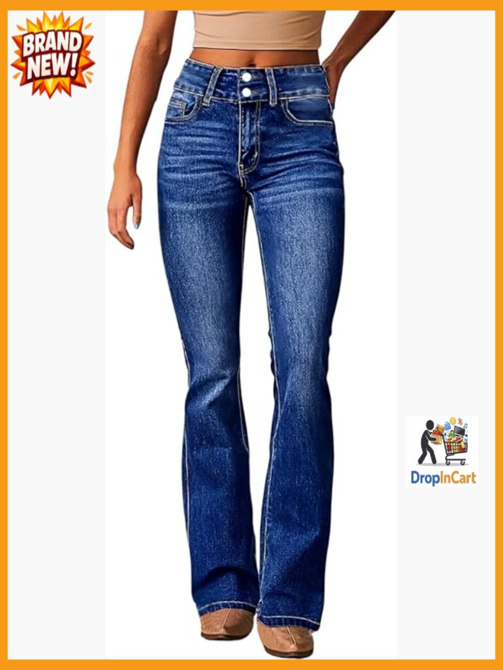 High Waisted Flare Bell Bottom Stretch Bootcut Casual Denim Pants